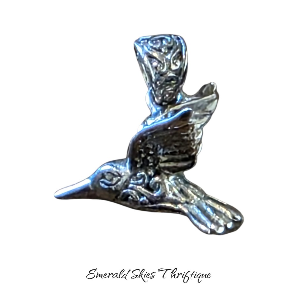 Vintage sterling 3d silver hummingbird pendant sterling silver free shipping